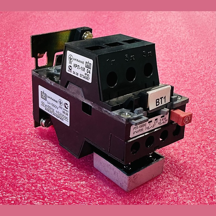 Комплект электротеплового токового реле BT 25А регул.:0,63-1A с клеммником (РТЛ-1005М 0*4 + КРЛ-1М 04) Etal